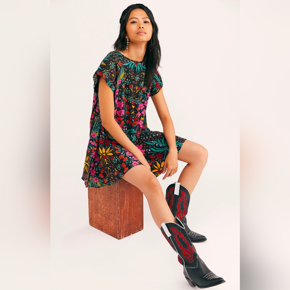Free People Strawberry Fields Colorful Print Mini Dress S